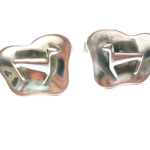 Vintage Sterling Silver Cufflinks  3 Dimensional Alpaca Animal Mexico 925 - Picture 2 of 4